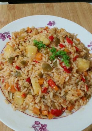 صورة لوصفة رز بالخضر