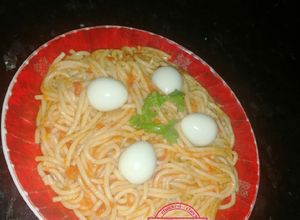 صورة لوصفة سباغيتي مع بيض السمان 🍝🥚