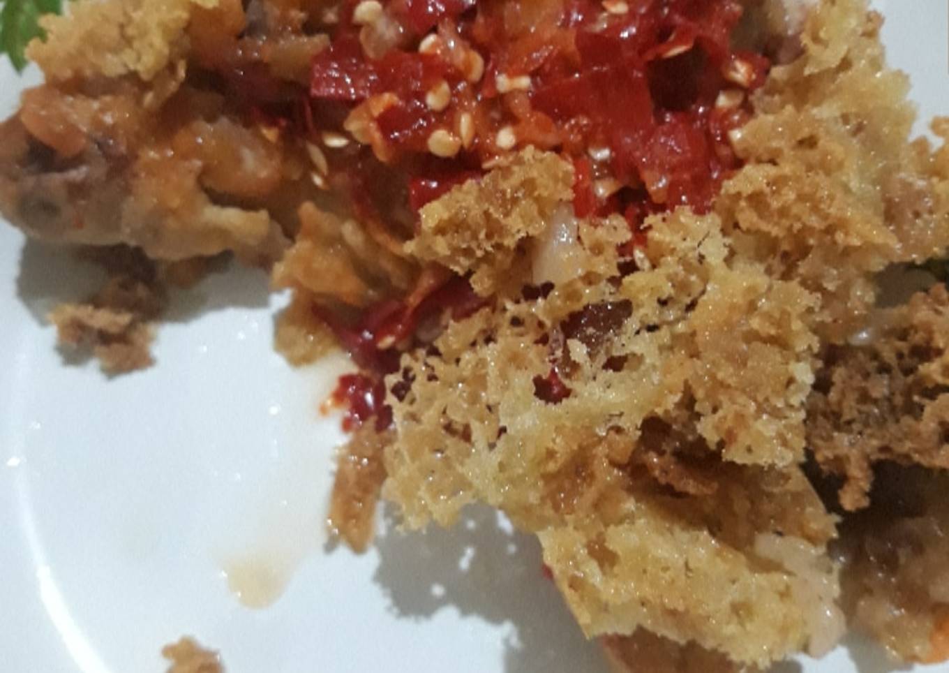 Ayam Geprek dengan Kremes