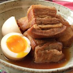 A picture of A Feast in Our House! Simmered Pork Belly (Buta no Kakuni).