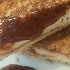 A picture of BBQ Chicken.and bacon grilled cheese.