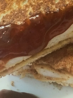A picture of BBQ Chicken.and bacon grilled cheese.