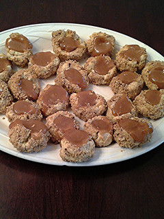 A picture of Caramel-Nut Thumbprint Cookies.