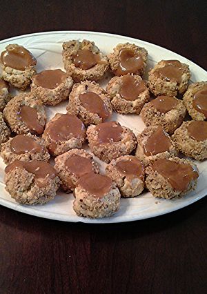 A picture of Caramel-Nut Thumbprint Cookies.