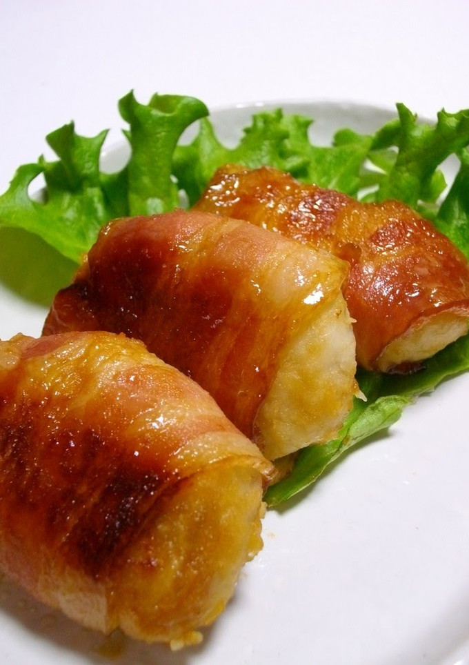 A picture of Taro Root Bacon Wraps.