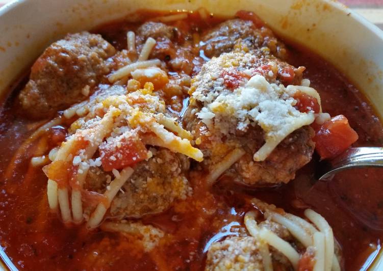 Steps to Make Super Quick Homemade Spaghetti and Meatball Soup