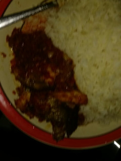 A picture of Panla stew served with white rice.