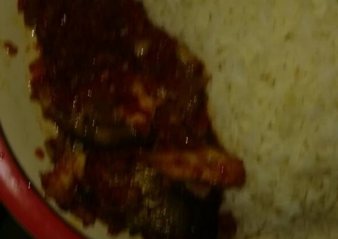 Panla stew served with white rice
