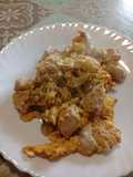Salteado de Pavo con Cebolla, Calabacín y Huevo