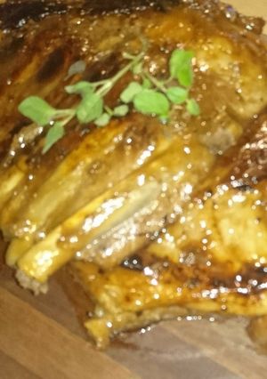 A picture of Sticky Mango and Ginger glazed ribs.