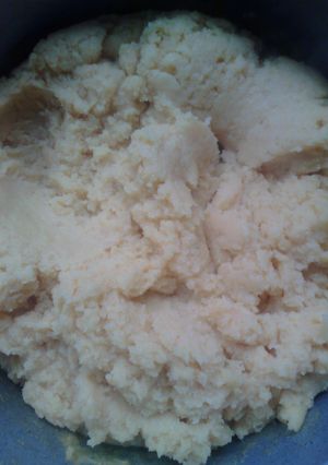 A picture of Jamaican turn corn meal and steamed fish head.