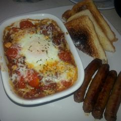 Shakshuka:eggs in fiery tomatoes A picture of Shakshuka:eggs in fiery tomatoes.