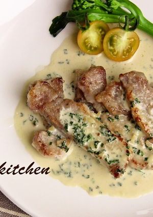 A picture of Pork Loin Saute with Shiso Cream Sauce.