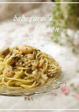 A picture of Fragrant Basil Seafood Soup Pasta.