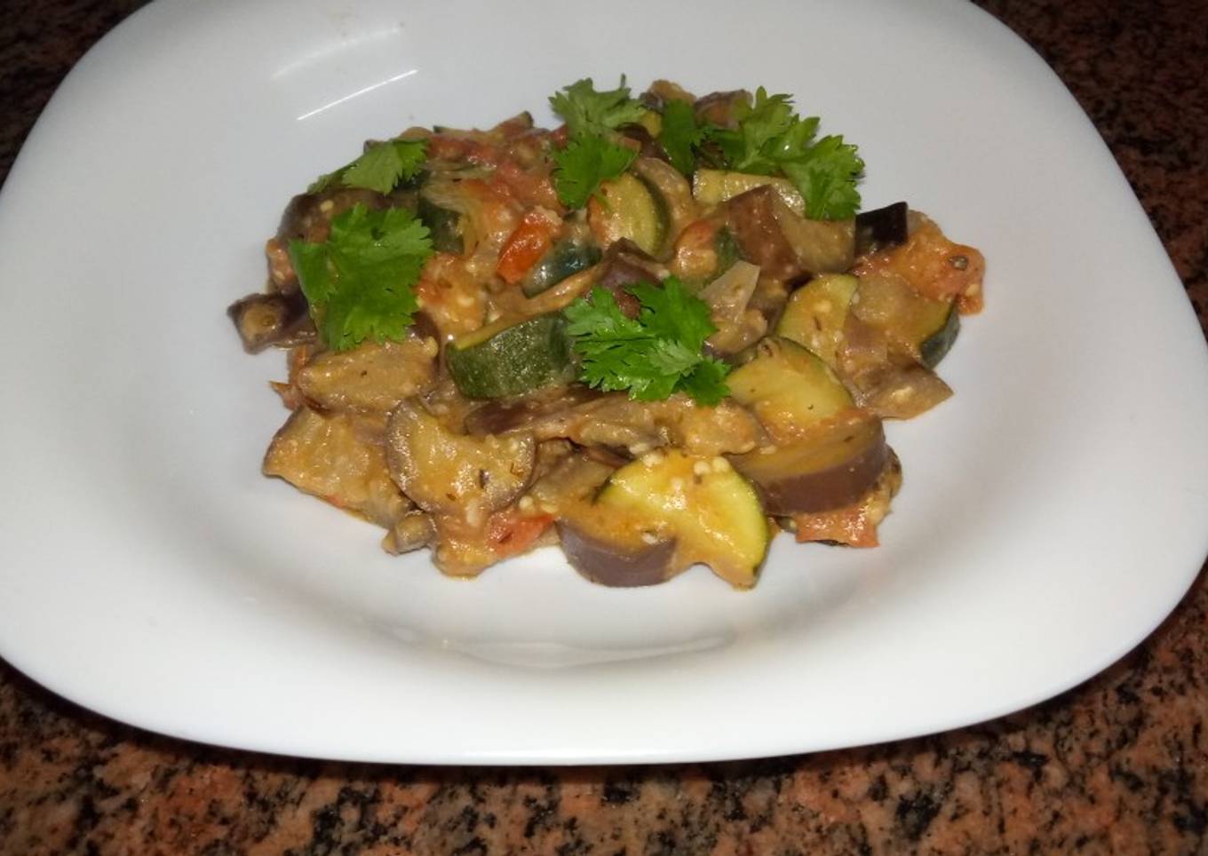 Eggplants and zucchini curry# coconut contenst