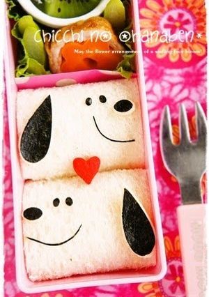 A picture of Snoopy Sandwiches for Bento.