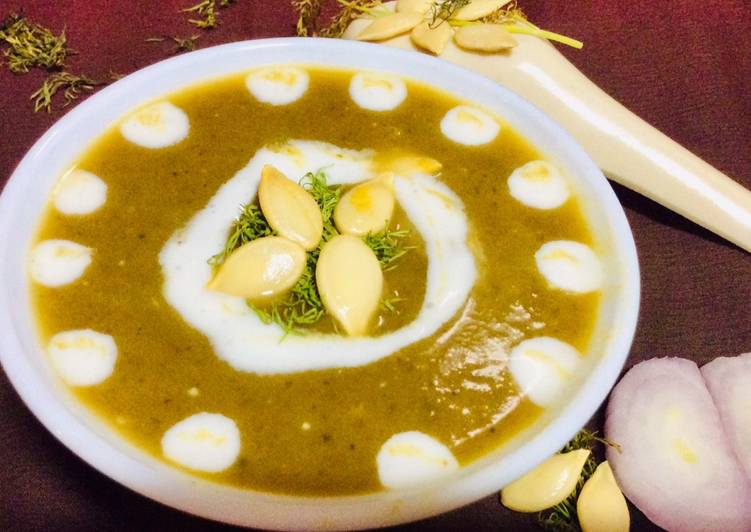 Pumpkin with dill leaves soup