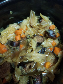 A picture of Slow Cooker Bratwurst and Cabbage.