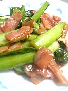 A picture of For Bento Fried Komatsuna.