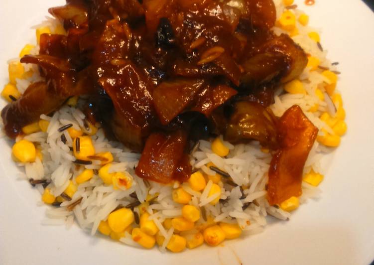 Simple Way to Make Speedy BBQ chicken with corn rice, for 2