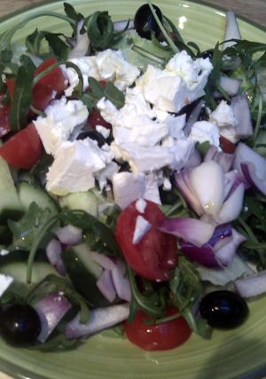 A picture of tasty feta cheese salad.