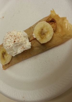 A picture of Whole Weat Crepe with Nutella & Banana Filling.