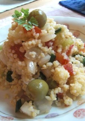 A picture of Moroccan Couscous Salad with Olives.
