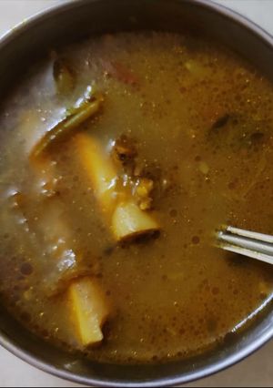 A picture of Mutton bone soup/mutton bone Rasam.
