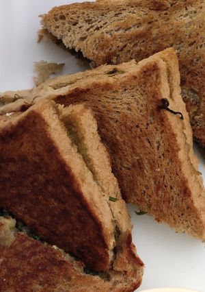 A picture of Corn spinach sandwich.