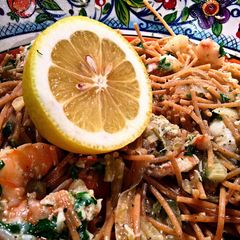 A picture of Lemon Shrimp with Roasted Garlic and Fennel Pasta.