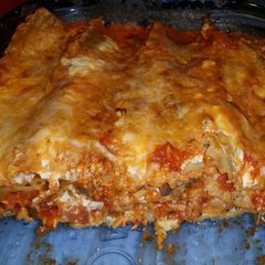 Zesty meatless lasagna A picture of Zesty meatless lasagna.