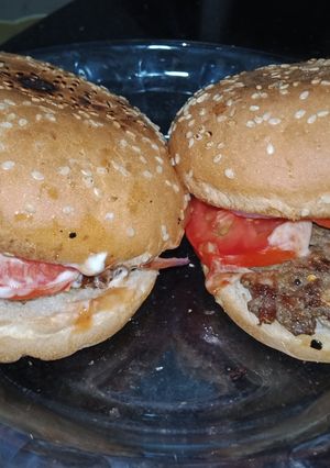 A picture of Chapali kabab burger.