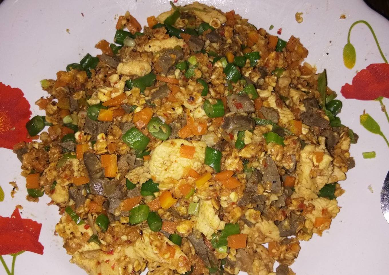 Nasi goreng hati sapi oatmeal