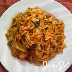 A picture of Garlic Chives and Olives Farfalle.