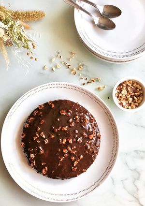 Une photo de Tarte chocolat noisettes