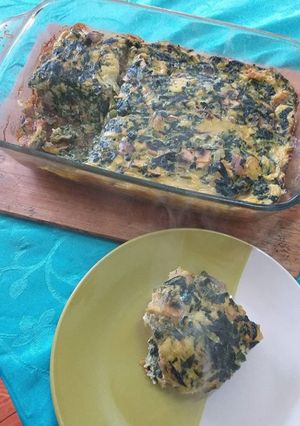 Una foto de Budín de espinacas y champiñones