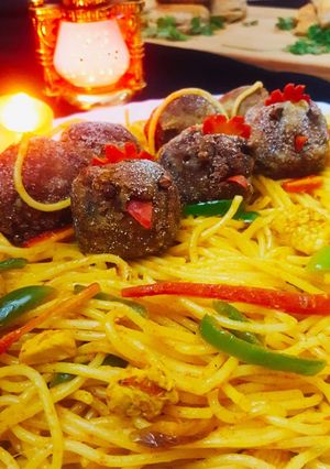 A picture of Spaghetti meatballs.