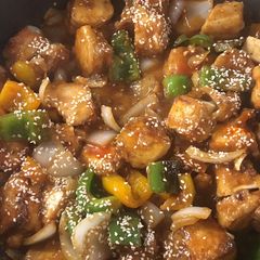A picture of Chilli paneer with gravy#party snack.