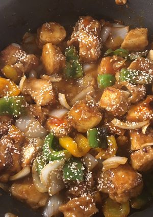 A picture of Chilli paneer with gravy#party snack.