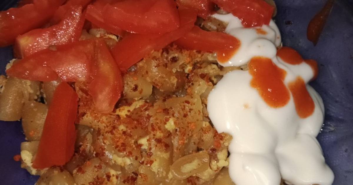 Resep Makaroni Telur Pedas Bumbu Indomie Goreng oleh 