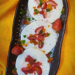A picture of Tutti Fruity Strawberry Pancakes.