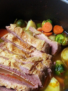 A picture of fresh Cornbeef soup.