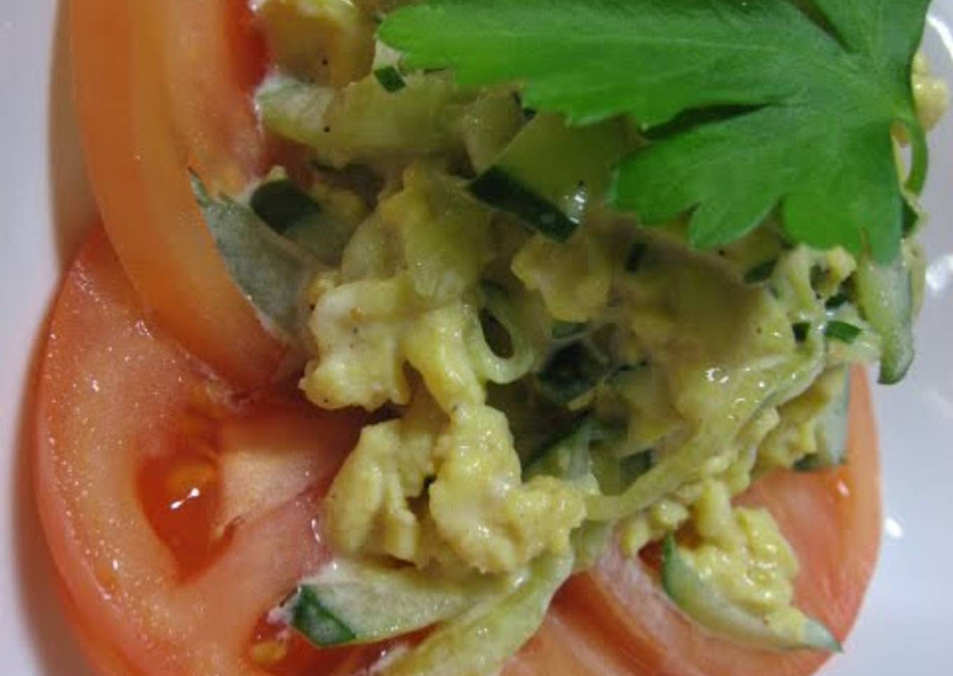 Super light egg and cucumber salad with oyster sauce and mayonnaise