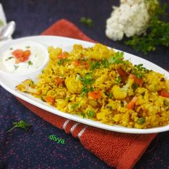 Bombay style gobi matar masala rice A picture of Bombay style gobi matar masala rice.