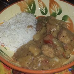 A picture of Caribbean Pork with Pineapple.