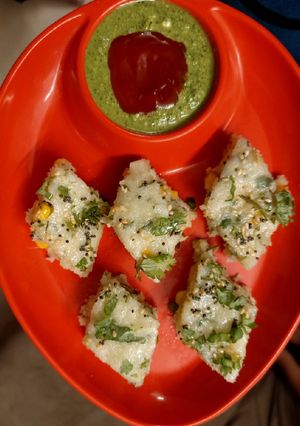 A picture of Corn Palak Rava Dhokla.