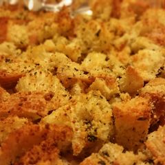 A picture of Homemade croutons.