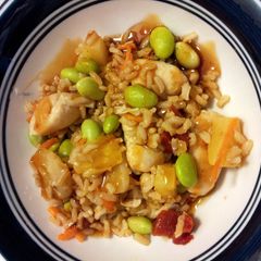 A picture of Asian inspired chicken dish.