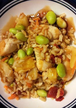 A picture of Asian inspired chicken dish.