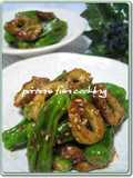 Shishito Peppers and Chikuwa Fish Sticks Stir Fried in Spicy Sweet Miso